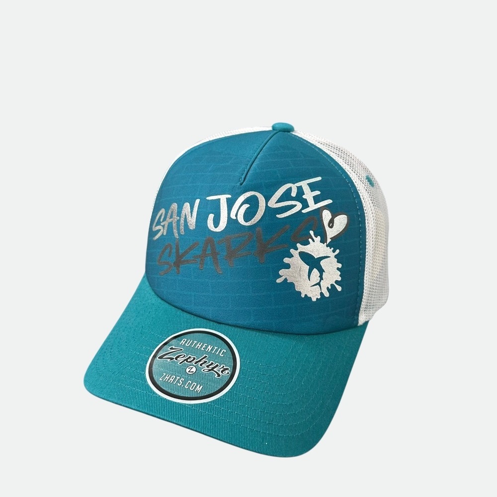 New San‎ Jose Sharks NHL Men's Trucker Hat Zephyr Teal White Mesh Snapback OSFM